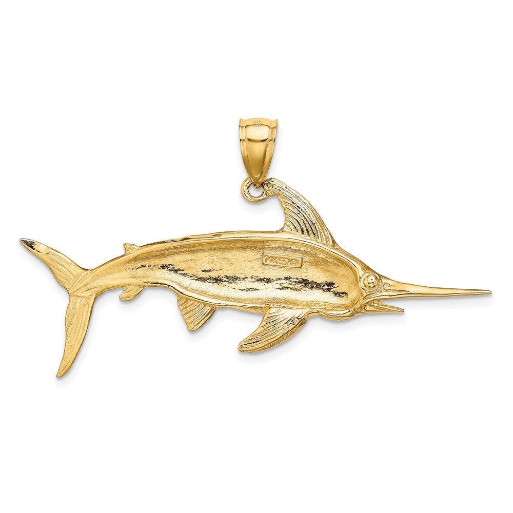 14K Gelbgold Schwertfisch-Charm, 2D, poliert/satiniert