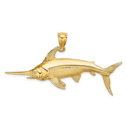 14K Gelbgold Schwertfisch-Charm, 2D, poliert/satiniert