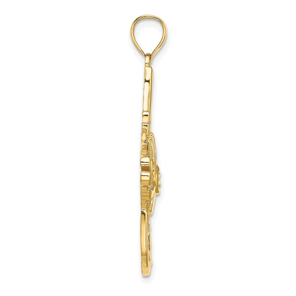 14K Gelbgold Charm „Großer Engelfisch“ mit strukturierter Oberfläche