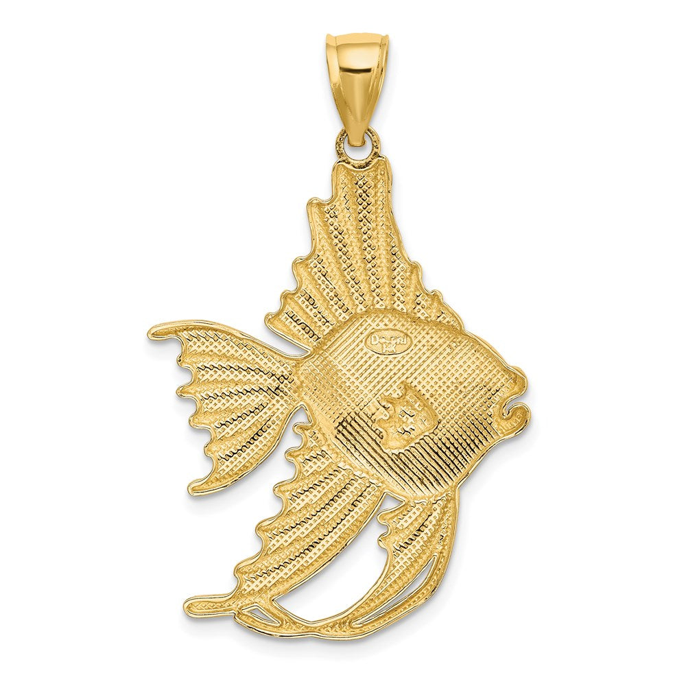 14K Gelbgold Charm „Großer Engelfisch“ mit strukturierter Oberfläche