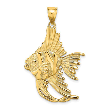 14K Gelbgold Charm „Großer Engelfisch“ mit strukturierter Oberfläche