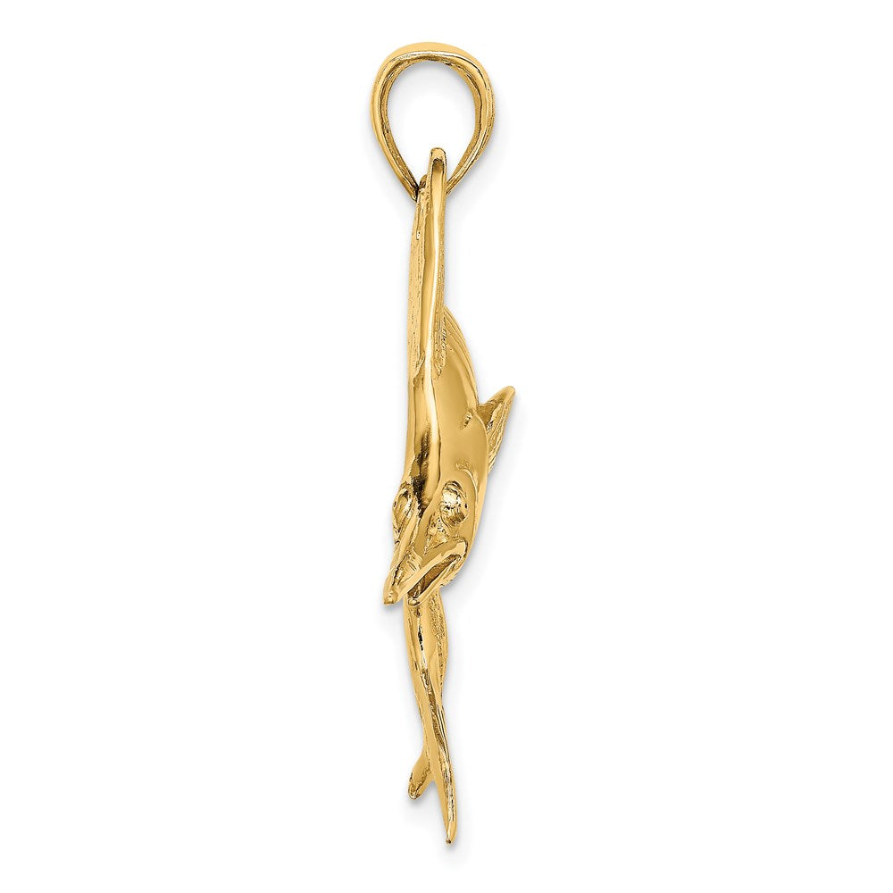 14K Gelbgold 2-D Poliert/Satin Blauer Marlin Charm
