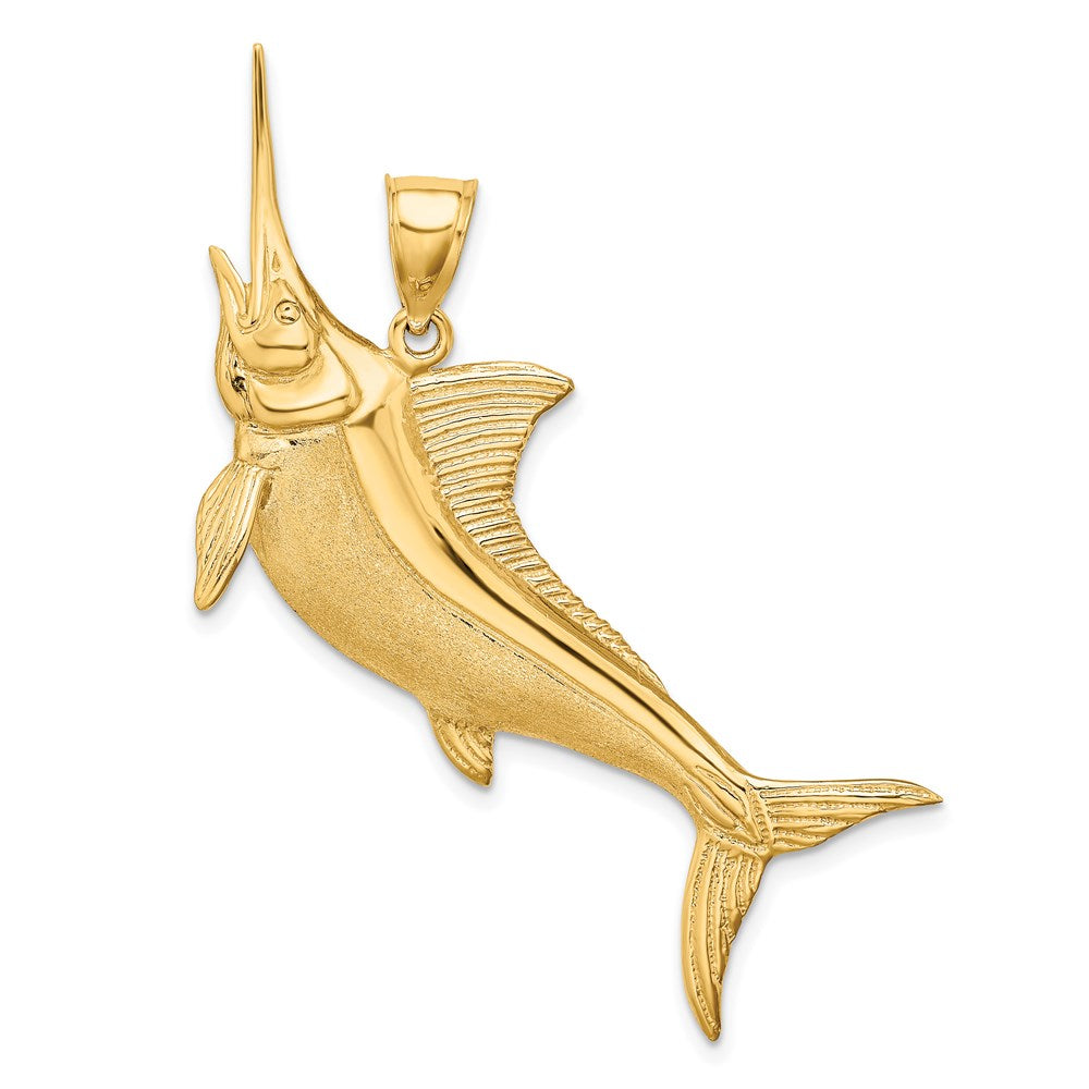 14K Gelbgold 3-D Matt/Poliert Marlin-Charm