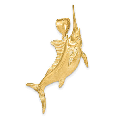 14K Gelbgold 3-D Matt/Poliert Marlin-Charm