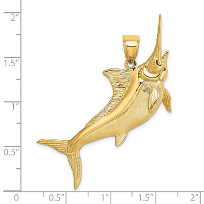 14K Gelbgold 3-D Matt/Poliert Marlin-Charm