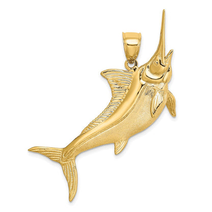 14K Gelbgold 3-D Matt/Poliert Marlin-Charm
