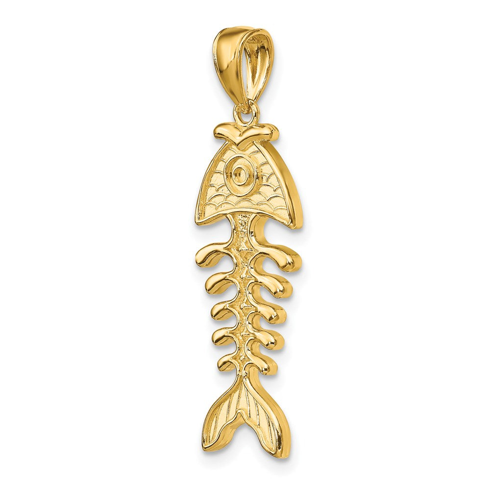 14 Karat Gelbgold 3-D Fischgrätenmuster-Charm, poliert/strukturiert