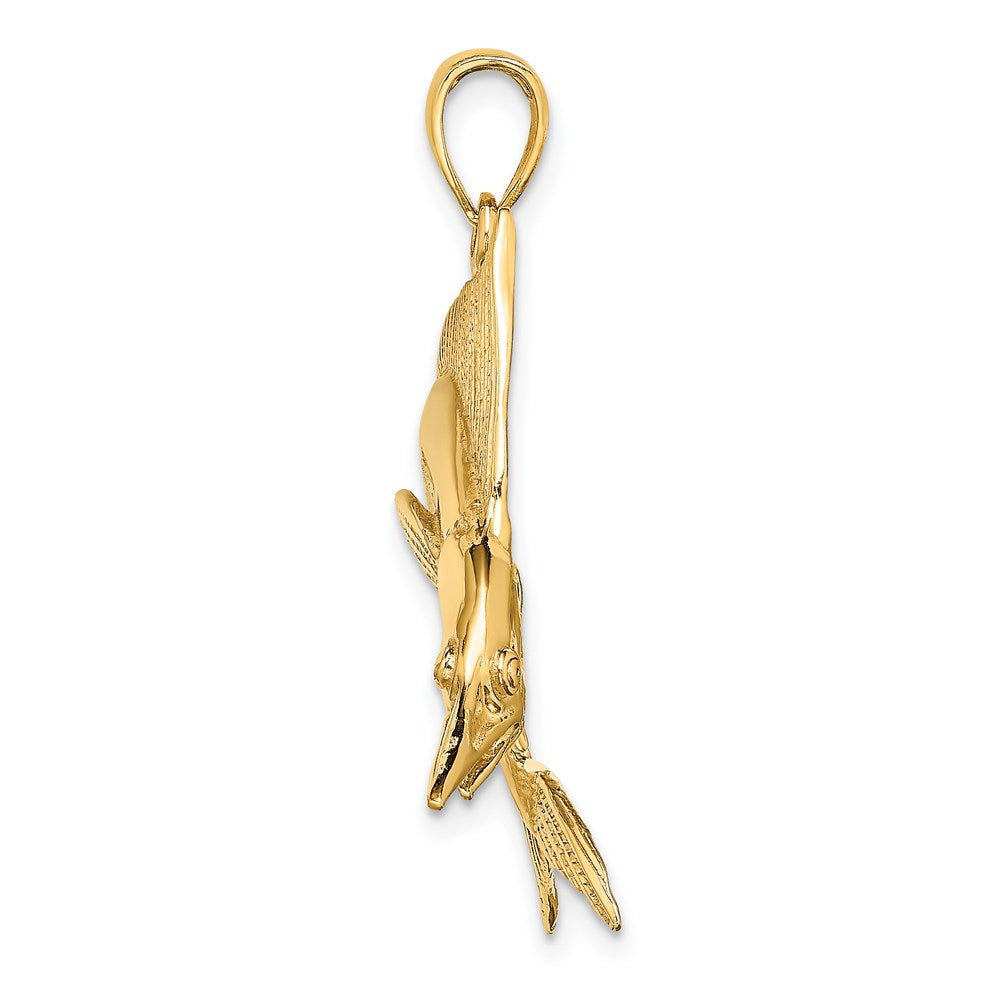 14K Gelbgold 2-D Poliert/Satiniert Gestreifter Marlin-Charm