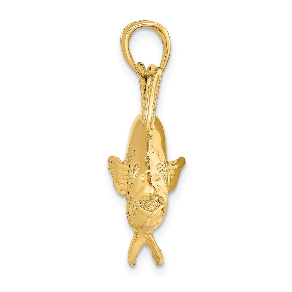 14K Gelbgold Skipjack-Thunfisch-Charm, 3D-poliert