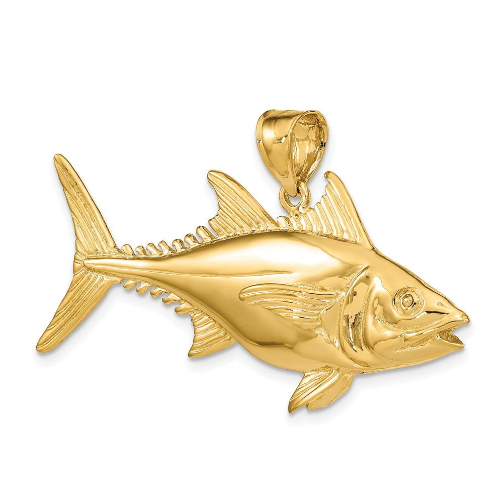 14K Gelbgold Skipjack-Thunfisch-Charm, 3D-poliert