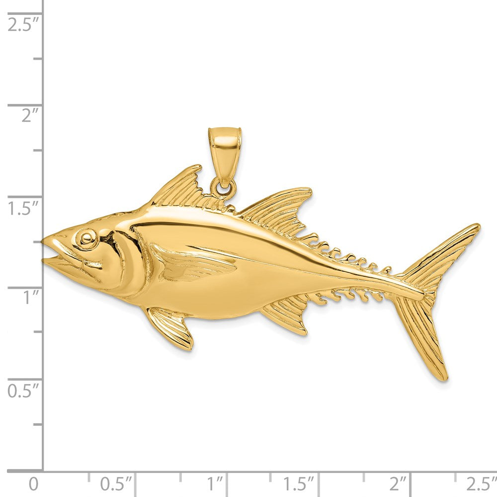 14K Gelbgold Skipjack-Thunfisch-Charm, 3D-poliert
