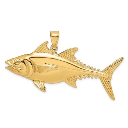 14K Gelbgold Skipjack-Thunfisch-Charm, 3D-poliert