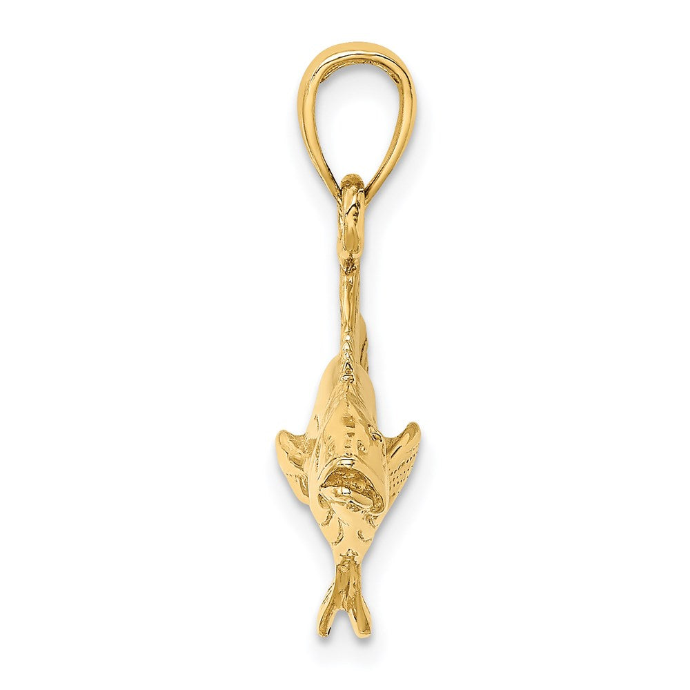 14K Gelbgold 3-D Polierter Cobia-Fisch-Charm
