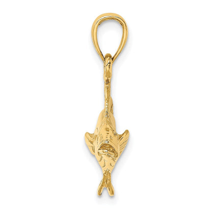 14K Gelbgold 3-D Polierter Cobia-Fisch-Charm