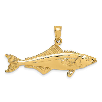 14K Gelbgold 3-D Polierter Cobia-Fisch-Charm