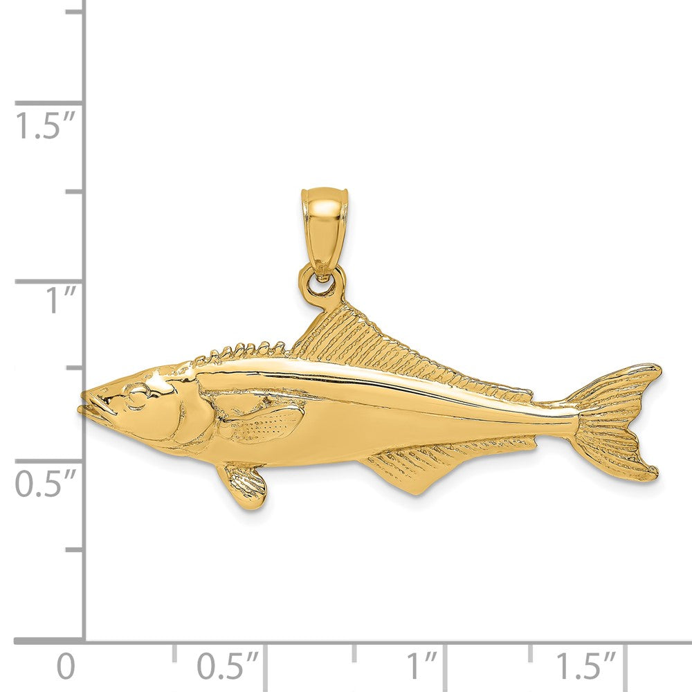 14K Gelbgold 3-D Polierter Cobia-Fisch-Charm
