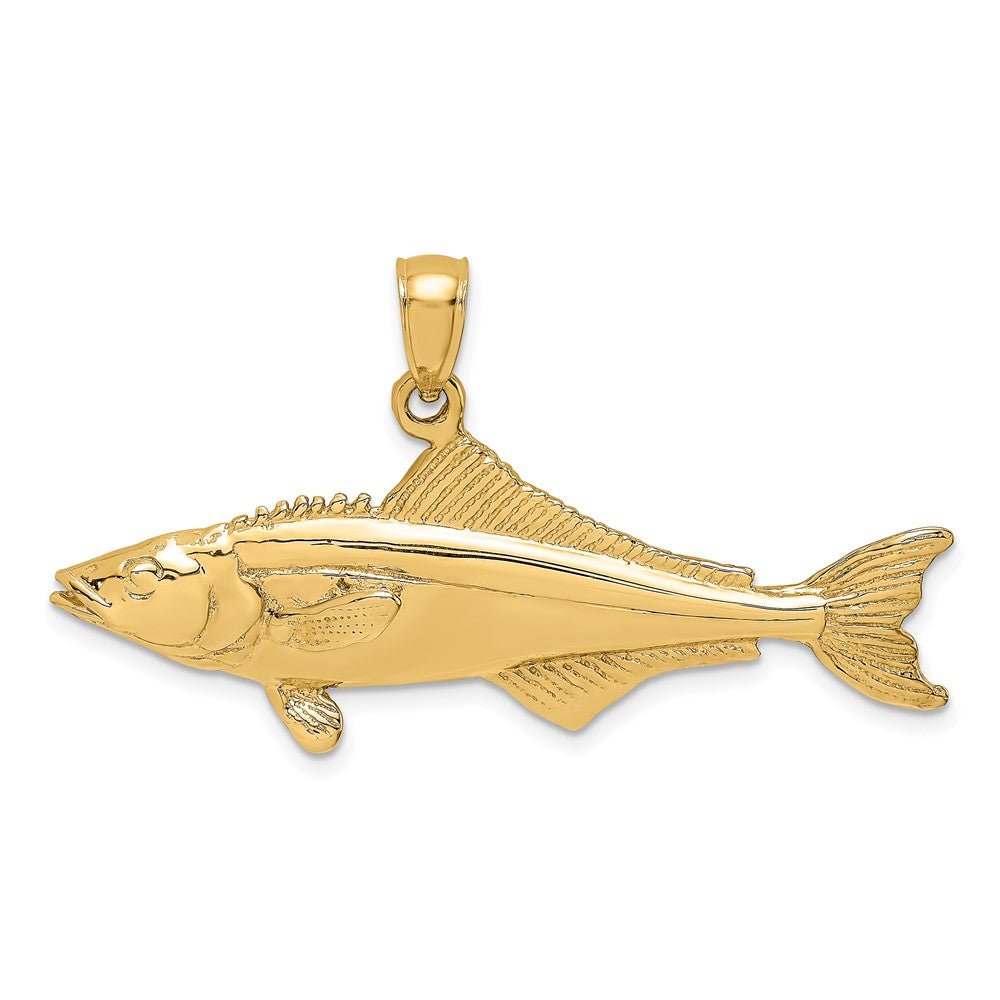14K Gelbgold 3-D Polierter Cobia-Fisch-Charm