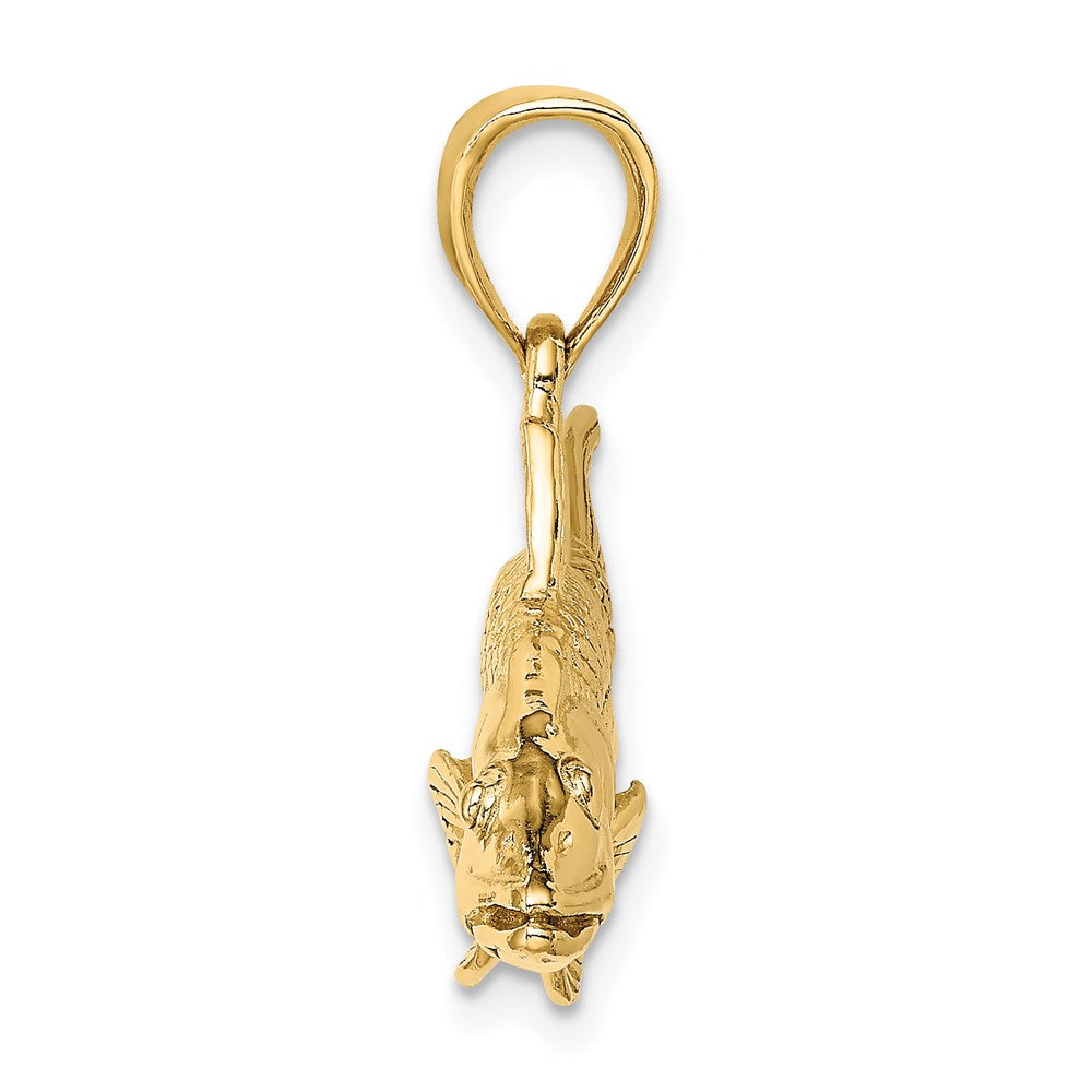 14K Gelbgold 3-D Zackenbarsch-Fisch-Charm