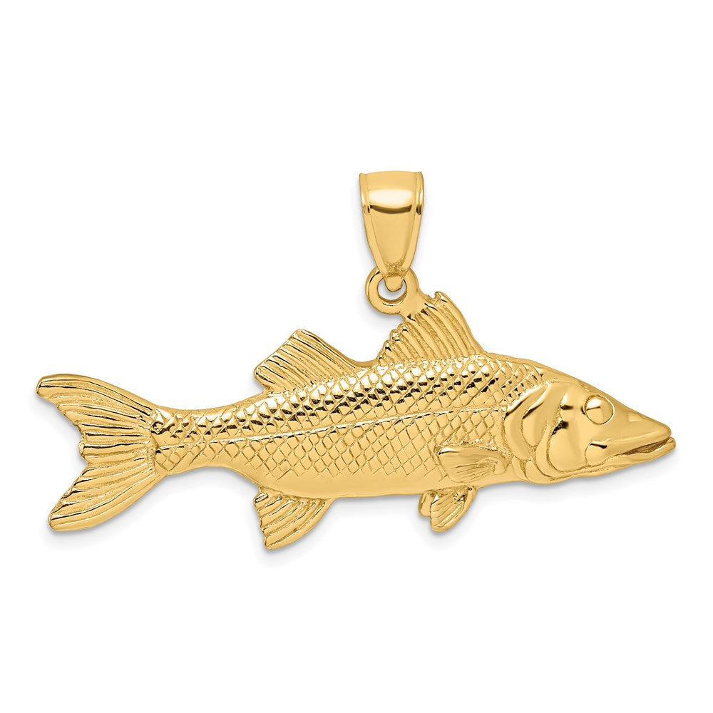 14K Gelbgold 3-D Zackenbarsch-Fisch-Charm