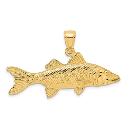 14K Gelbgold 3-D Zackenbarsch-Fisch-Charm