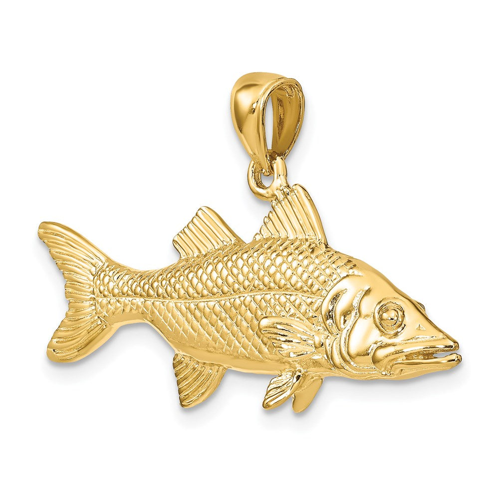 14K Gelbgold 3-D Zackenbarsch-Fisch-Charm