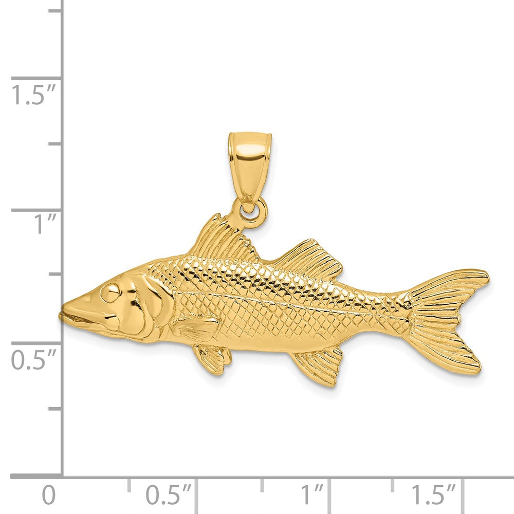 14K Gelbgold 3-D Zackenbarsch-Fisch-Charm