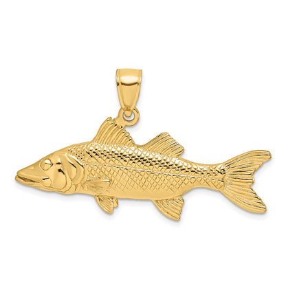 14K Gelbgold 3-D Zackenbarsch-Fisch-Charm