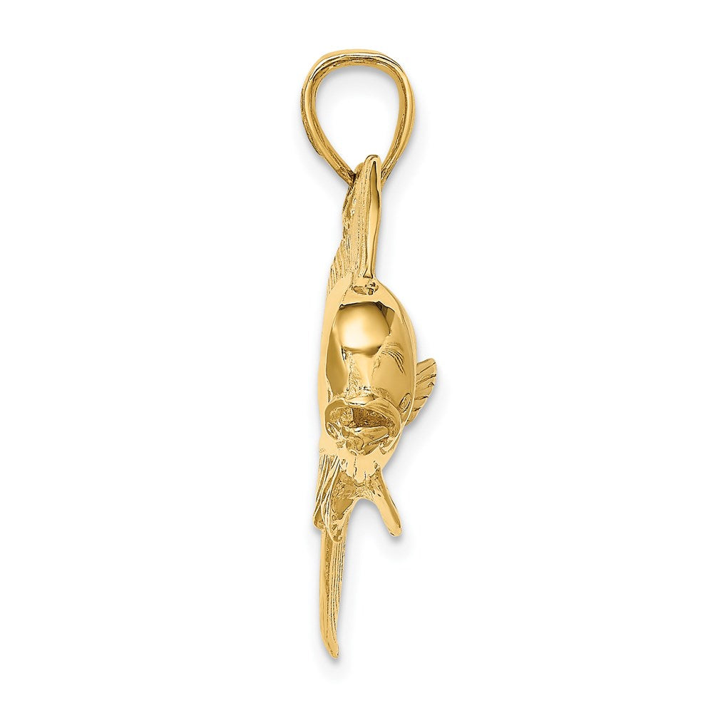 14 Karat Gelbgold 2-D Goldmakrelen-Charm (Mahi-Mahi), männlich