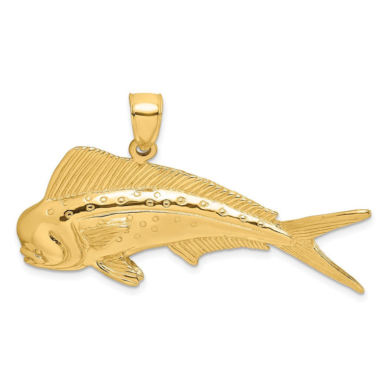 14 Karat Gelbgold 2-D Goldmakrelen-Charm (Mahi-Mahi), männlich