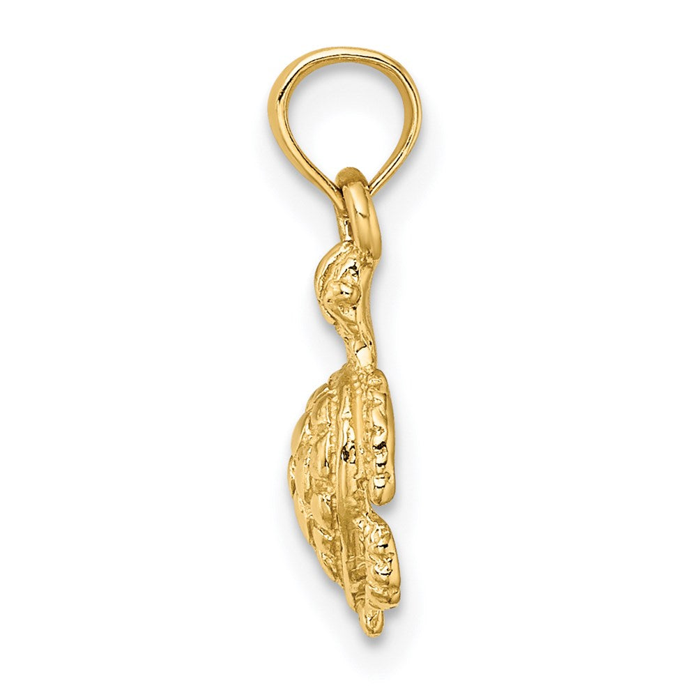 14K Gelbgold Strukturiert Meer Schildkröte Charm