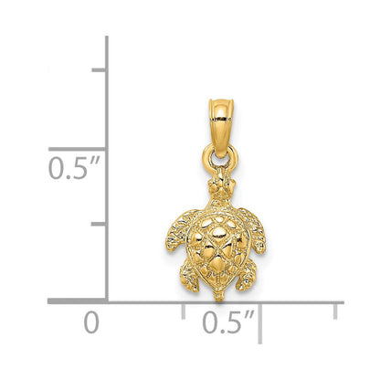 14K Gelbgold Strukturiert Meer Schildkröte Charm