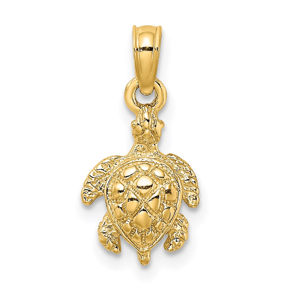 14K Gelbgold Strukturiert Meer Schildkröte Charm