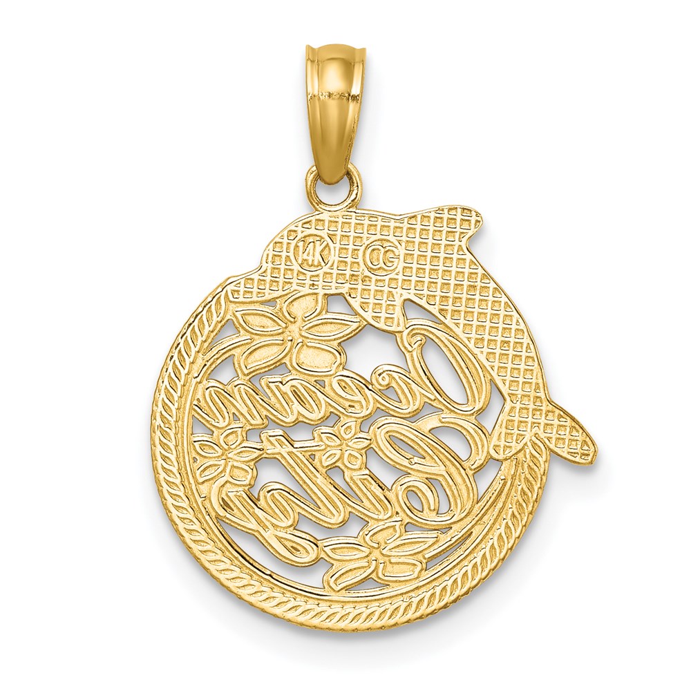 14K Gelbgold Polierter Charm "OCEAN CITY" mit Delfin