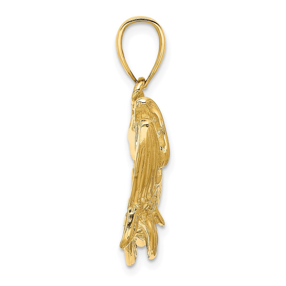 14 Karat Gelbgold Tarpon-Fisch-Charm mit offenem Maul