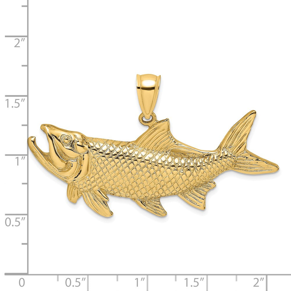 14 Karat Gelbgold Tarpon-Fisch-Charm mit offenem Maul