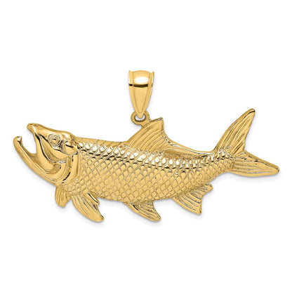 14 Karat Gelbgold Tarpon-Fisch-Charm mit offenem Maul