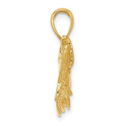 14K Gelbgold Tarpon-Fisch-Charm mit offenem Maul