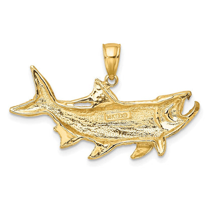 14K Gelbgold Tarpon-Fisch-Charm mit offenem Maul