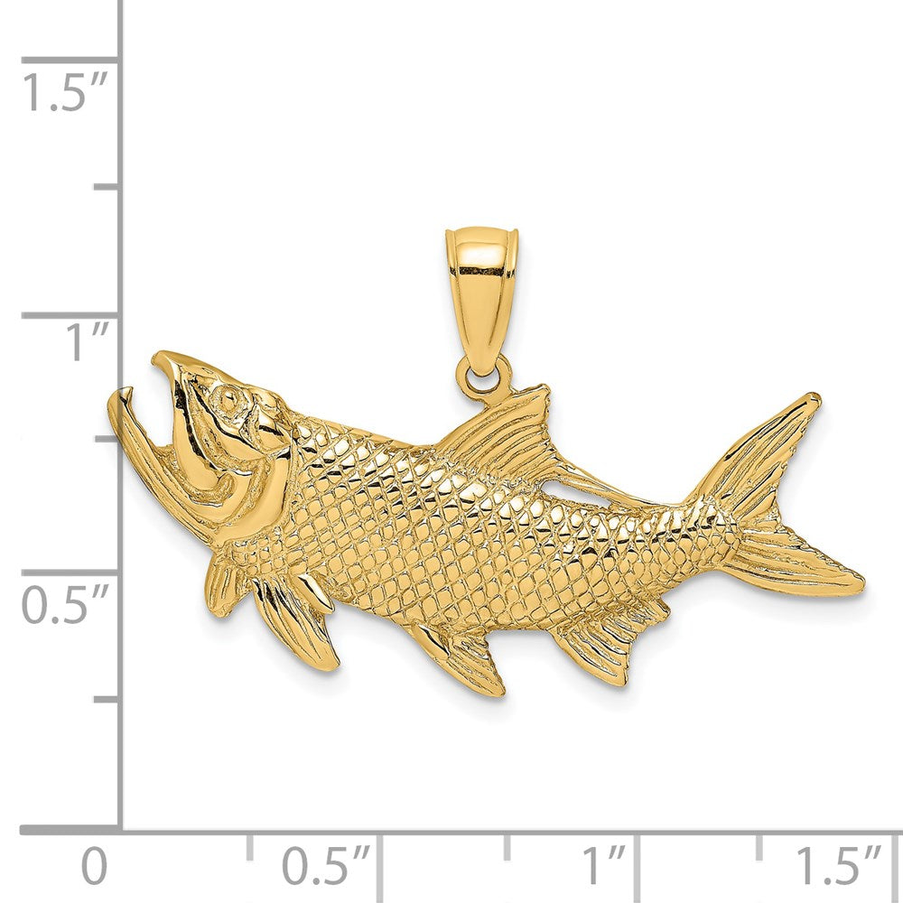 14K Gelbgold Tarpon-Fisch-Charm mit offenem Maul