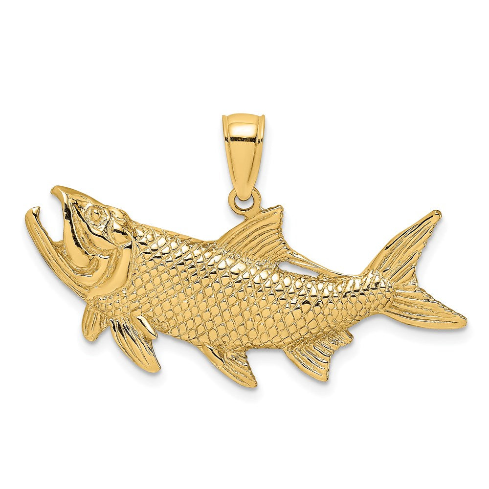14K Gelbgold Tarpon-Fisch-Charm mit offenem Maul