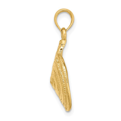 14K Gelbgold Charm mit strukturierter Troca-Muschel