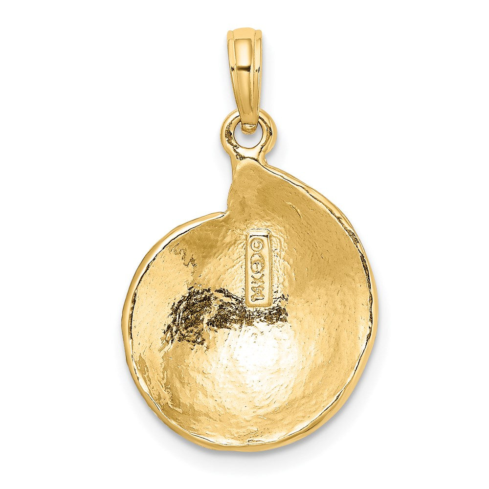 14K Gelbgold Charm mit strukturierter Troca-Muschel