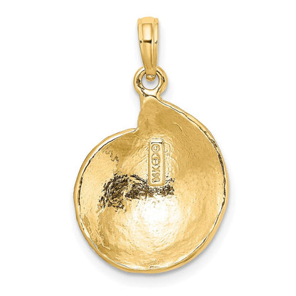 14K Gelbgold Charm mit strukturierter Troca-Muschel