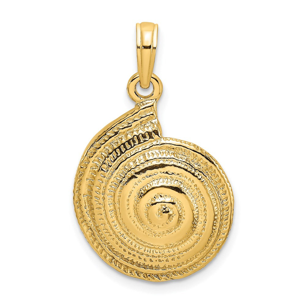 14K Gelbgold Charm mit strukturierter Troca-Muschel