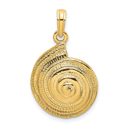 14K Gelbgold Charm mit strukturierter Troca-Muschel