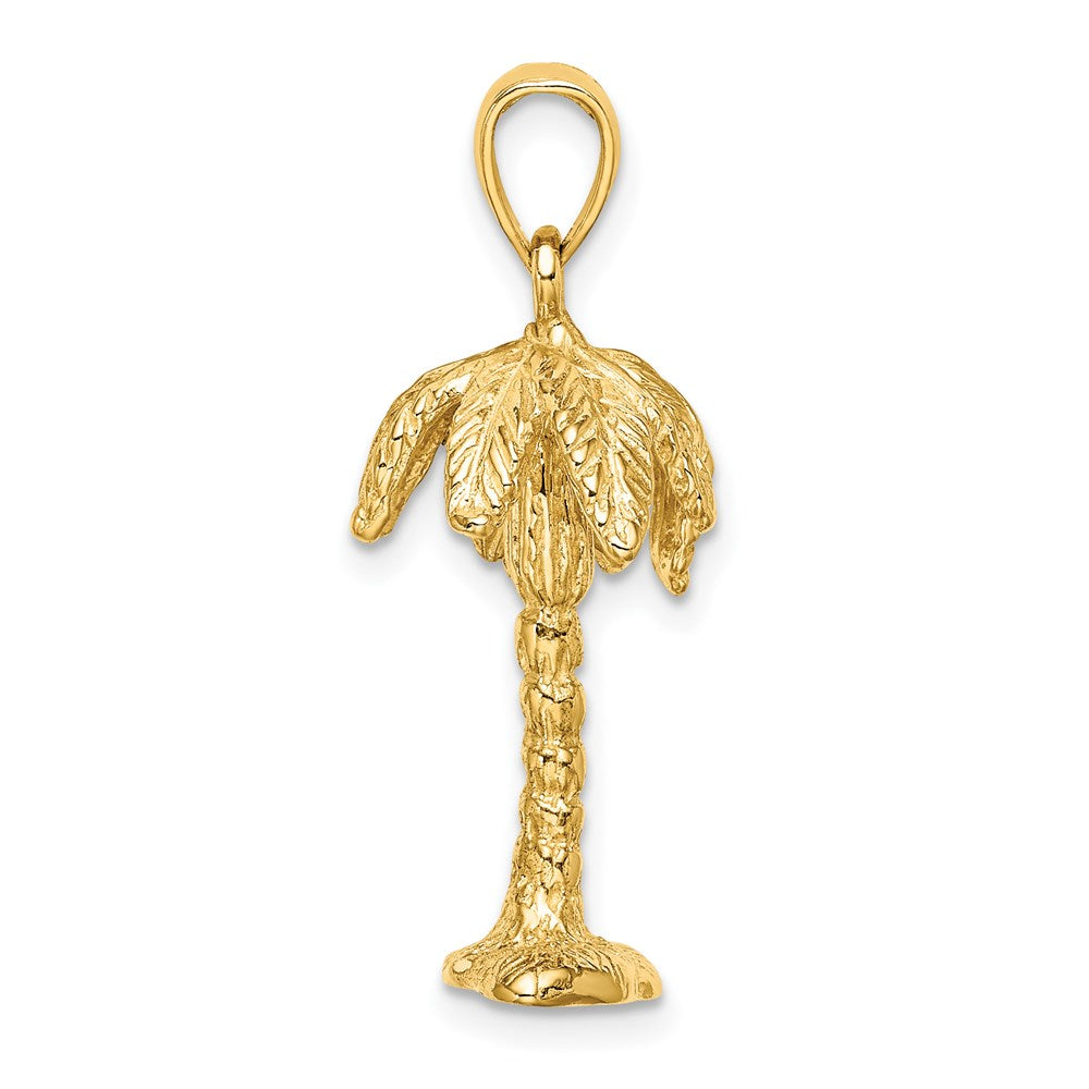 14K Gelbgold 3-D-strukturierter Palmen-Charm