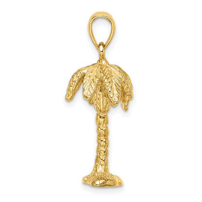 14K Gelbgold 3-D-strukturierter Palmen-Charm