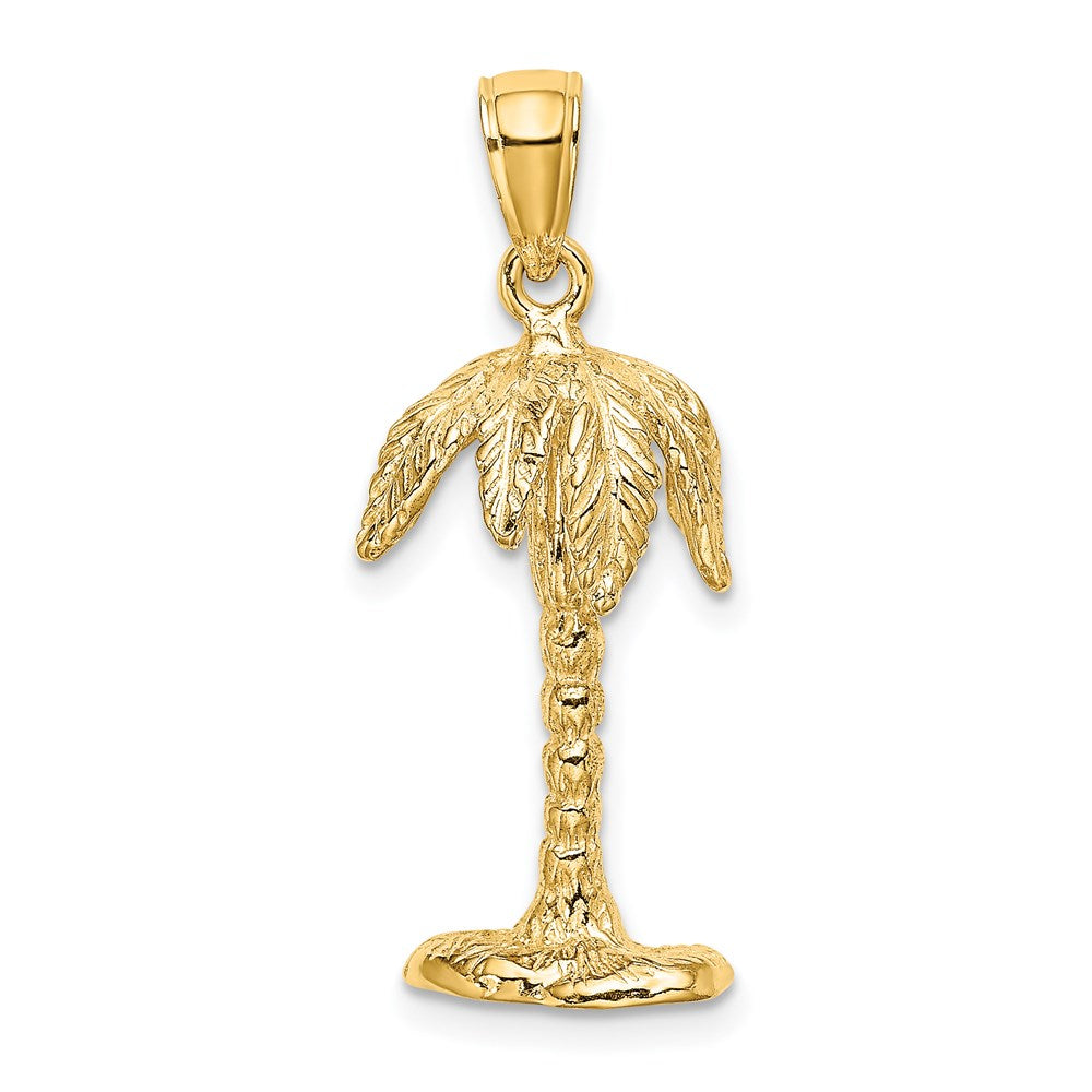 14K Gelbgold 3-D-strukturierter Palmen-Charm
