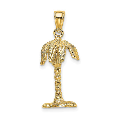 14K Gelbgold 3-D-strukturierter Palmen-Charm