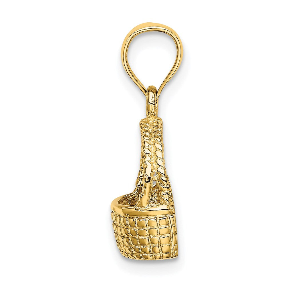 14K Gelbgold 2-D-Flachrücken-Korb-Charm